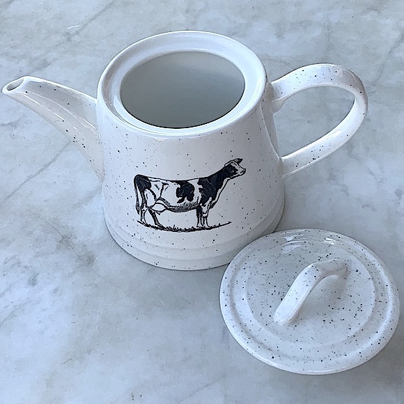GRACE FINE CERAMIC TEAWARE TEAPOT & LID BLACK SPECKLE FARM COW - Picture 2 of 10